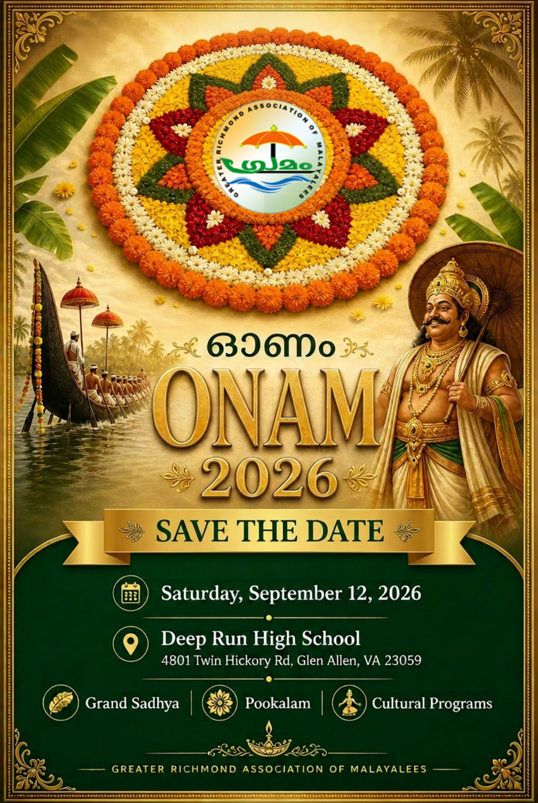 Onam 2026 Celebration Poster
